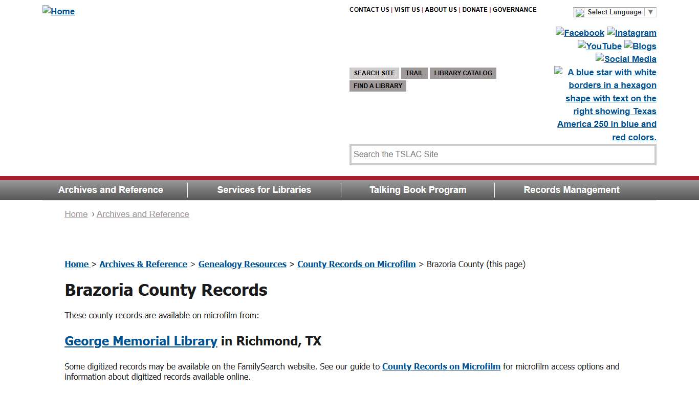 Brazoria County Records Available on Microfilm from George Memorial Library | Texas State Library