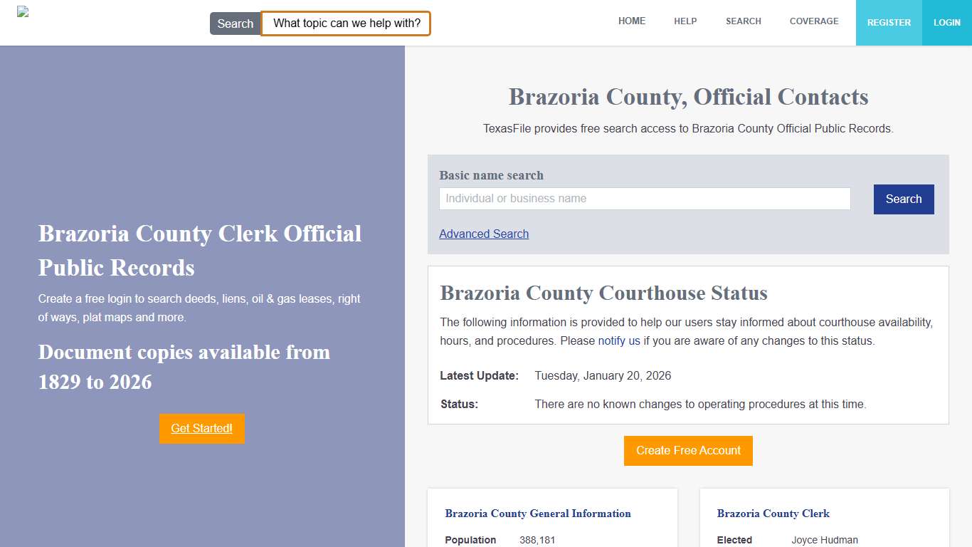 Brazoria County Clerk Official Public Records | TexasFile